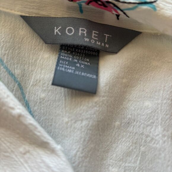 Koret Women Swiss Dot Floral Lightweight Long Sleeve Blouse Top Size 4X - Picture 9 of 10